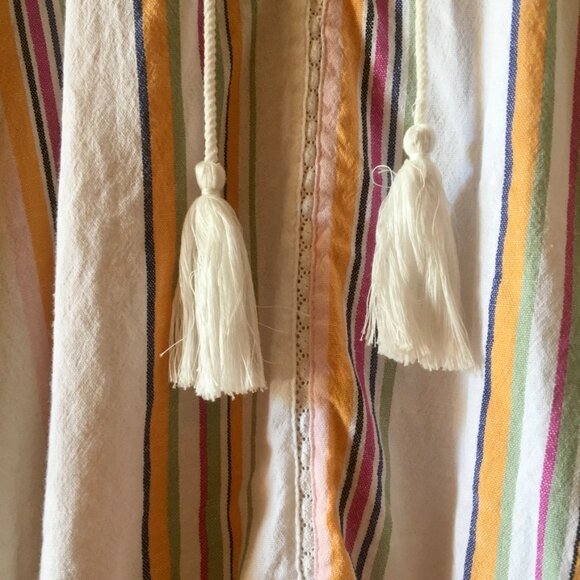 Caffe Marrakesh Colorful Vertical Stripe Top with Tassels Size L Cotton - Picture 3 of 13